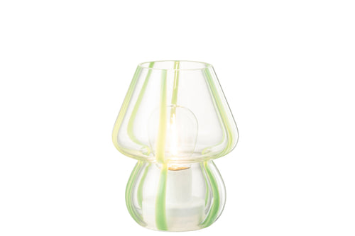 J-Line tafellamp Strepen - glas - transparant/groen - small