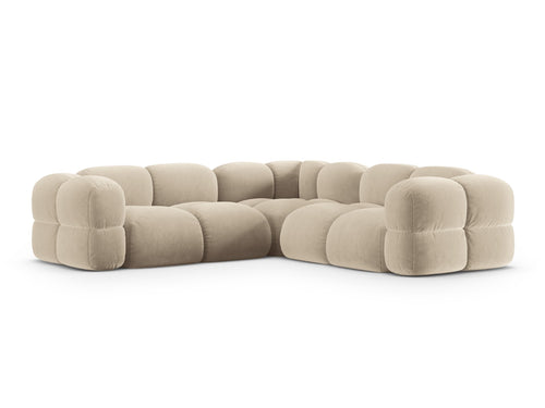 Cosmopolitan Design Hoekbank Loretto 4-zits, flueel lichtbeige - 250x250x68cm