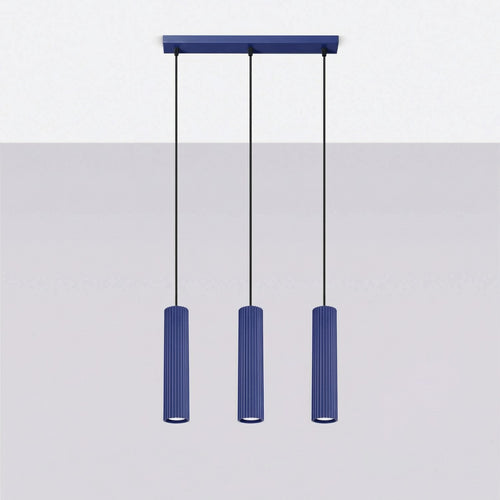 Sollux Lighting Hanglamp KARBON 3L ultramarijn - 45x6,5x98cm