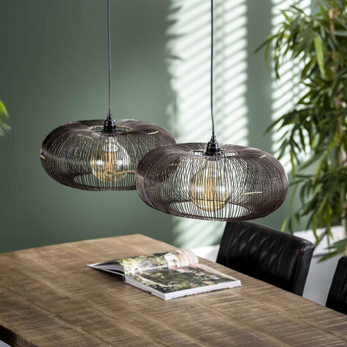 Giga Meubel Hanglamp Disk - Zwart Metaal - 2-Lichts - 102x43x150cm - vtwonen shop