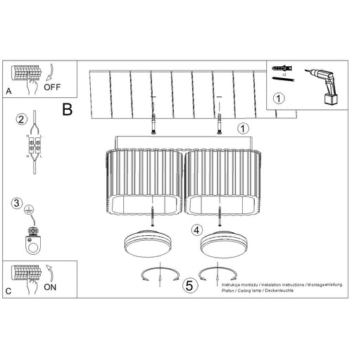 Sollux Lighting Plafondlamp RIFF 2 ultramarijn Gx53 - 20,5x10x8cm