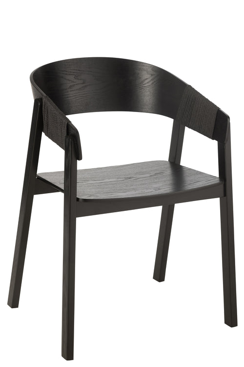 J-Line stoel Naga - essenhout/touw - zwart