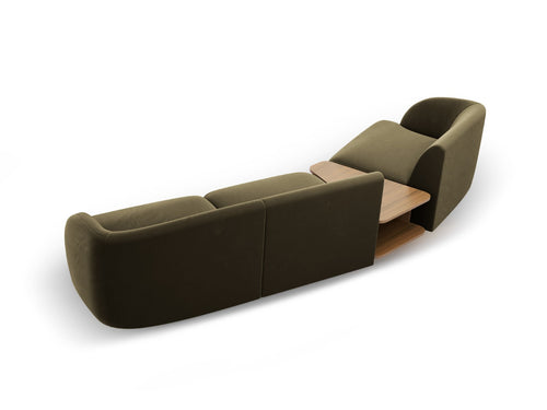 Micadoni linker modulaire bank Miley 3-zits, flueel, groente - 126x303x70cm