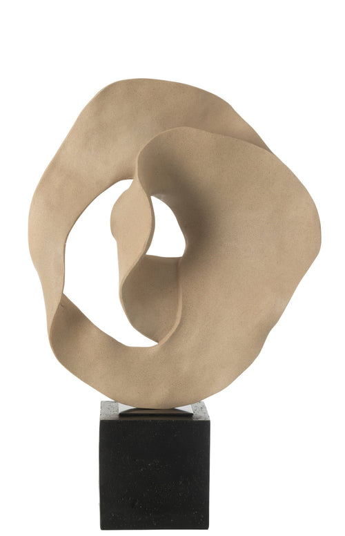J-Line decoratie Abstract Op Sokkel - polyresin - beige/zwart