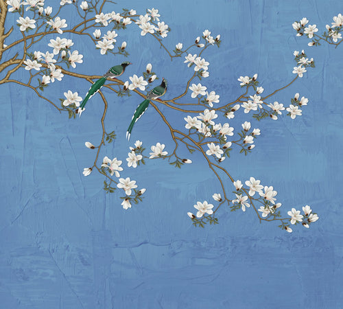 Sanders & Sanders fotobehang bloesemtakken vergrijsd blauw - 270 x 300 cm - 601176 - vtwonen shop