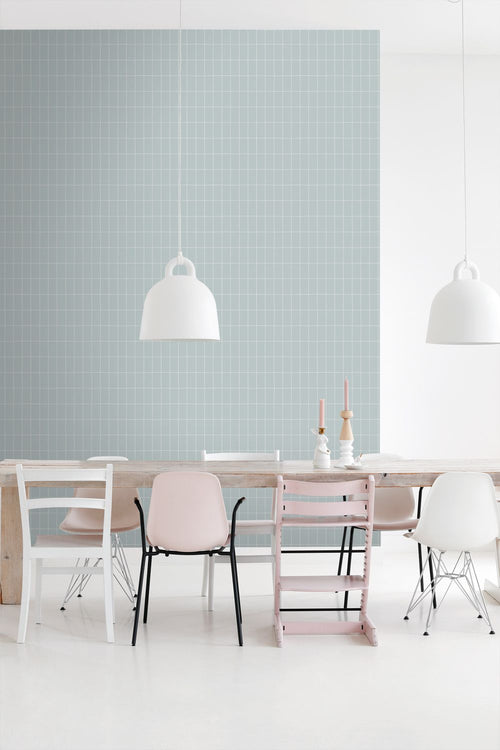 ESTAhome behang kleine tegeltjes lichtblauw - 50 x 900 cm - 131790