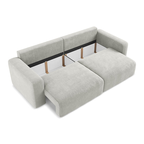 LaMiaSofa 3-zits slaapbank Ostia - chenille stof - lichtgrijs - 244x102x79