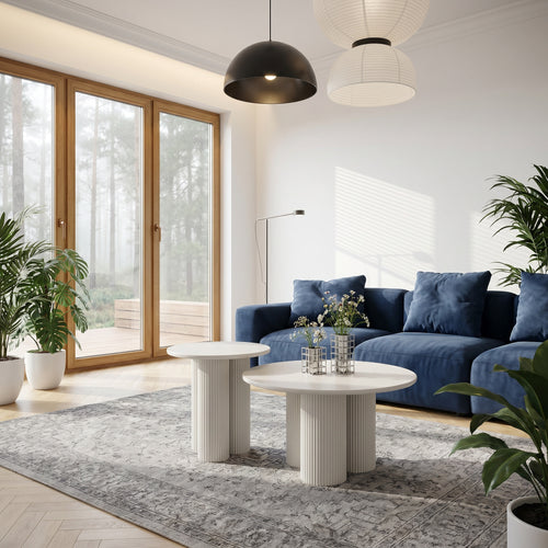 Furnhouse salontafel set Flow - Crème wit - Ø 50/80 cm