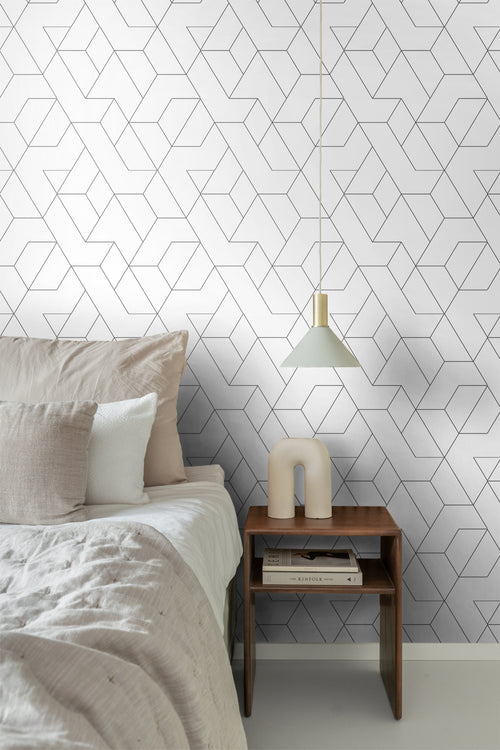 ESTAhome behang grafische lijnen zwart wit - 50 x 900 cm - 139951 - vtwonen shop