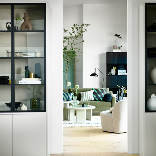 vtwonen 4-deurs vitrinekast Basic - Grenen - Mist - 230x101x40 - vtwonen shop