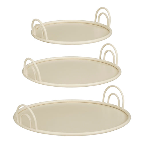 Mica Decorations Dienblad met Handgrepen - Set van 3 - Decoratie Woonkamer - Ook leuk als Kaarsenplateau, Onderzetter of Plantenonderzetter - IJzer -
