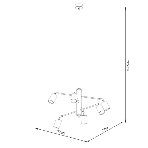 Sollux Lighting Kroonluchter LEMMI 6 wit - 77x77x125cm