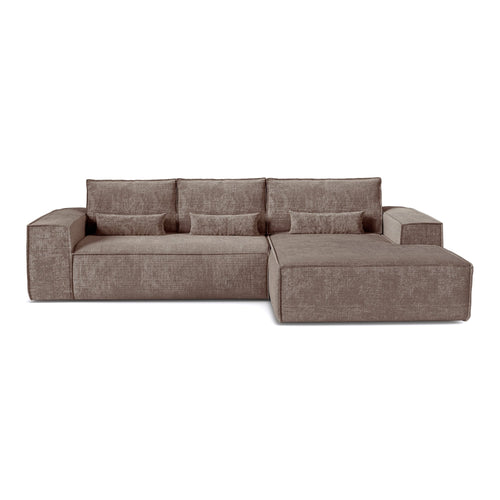 Premium Interiors - Rechthoekige hoekbank met snelle slaapfunctie JUNE - gewaafd fluweel mol 320cm