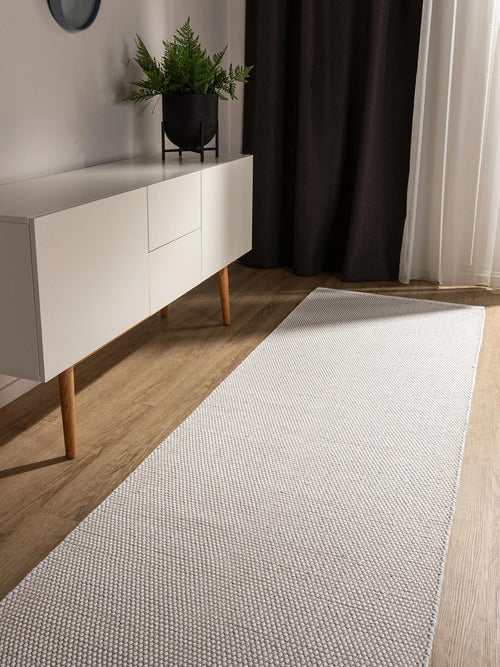 benuta katoenen loper Ron - wit - 80x300 cm