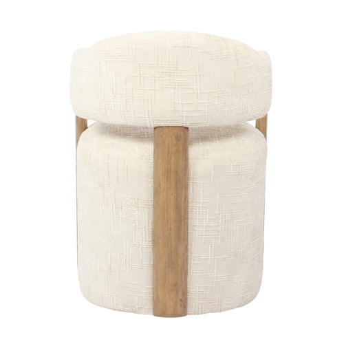 DÉJA Living Eetkamerstoel Niva - Beige/Walnoot Stof - Met Wielen - Set van 2