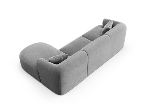 Cosmopolitan Design Modulaire hoekbank rechts Campi 4-zits, flueel grijs - 156x256x70cm