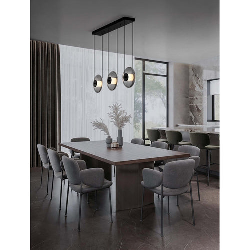 Nova Luce BALLET Hanglamp voor aan het plafond, model Bar, Sandy Black, Smokey Grey, Triac dimbare LED, 24W, 660lm, 3000K