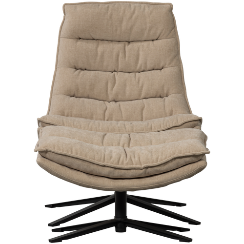 WOOOD draaifauteuil met hocker Kube - Chenille stof - Naturel - vtwonen shop