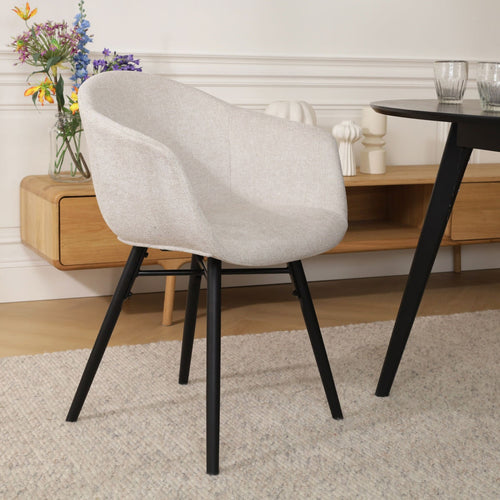 Nolon Nova-Otis Eetkamerstoel Beige - Armleuningen - Zwart