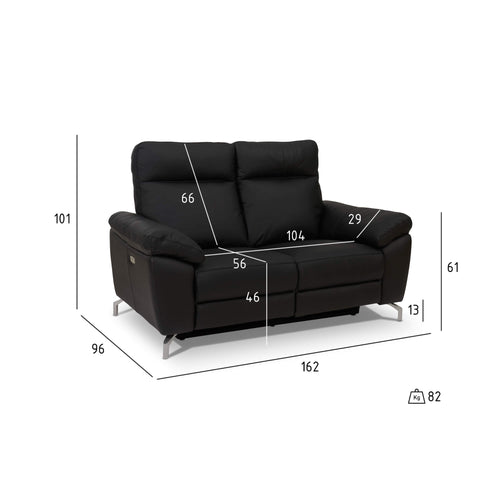 Furnhouse 2-zitsbank Selesta - Zwart - Leer, PVC - 96x162x101