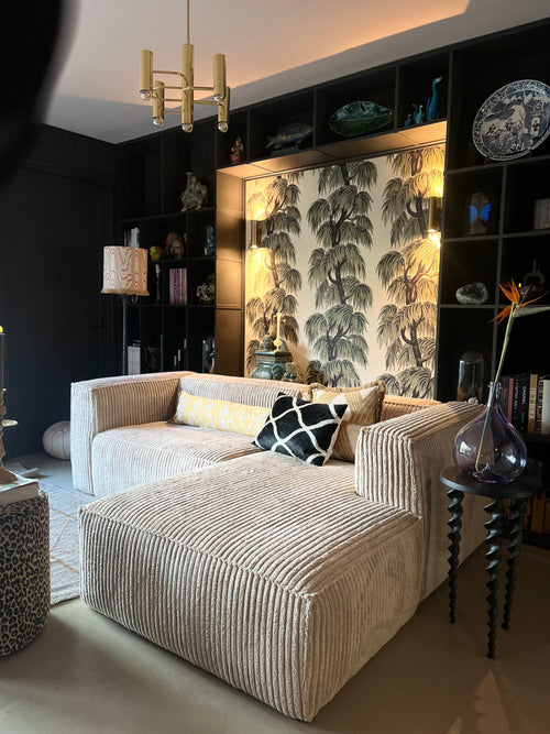 WOOOD chaise longue bank rechts Bean - Ribstof - Travertin - 73x254x178 - vtwonen shop