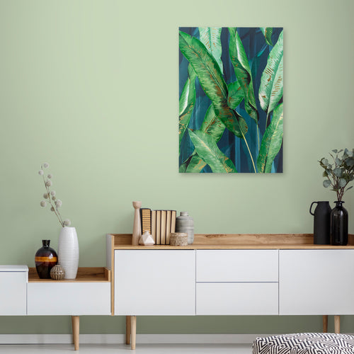 Art for the Home Canvas met handgeschilderde details - Lush leaves green - 70x50cm - Groen - vtwonen shop