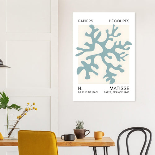 Artfulprints Poster Matisse – Dreamy coral flower turquoise   - 30x40 cm - Turquoise