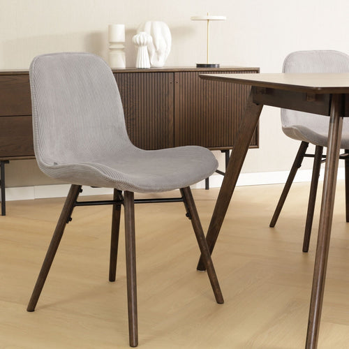 Nolon Nena-Fé Eetkamerstoelen Set van 2 - Rib Warm Grijs - Walnoot - vtwonen shop