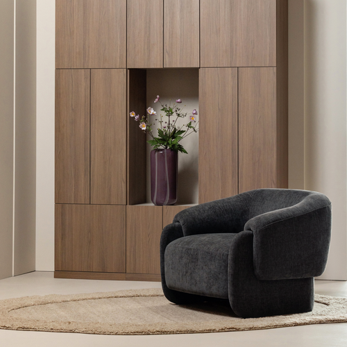 WOOOD fauteuil Moru - Chenille - Denimblauw - 83x90x71