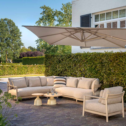 4 Seasons loungetafel June Ø60x38 cm creme - teak