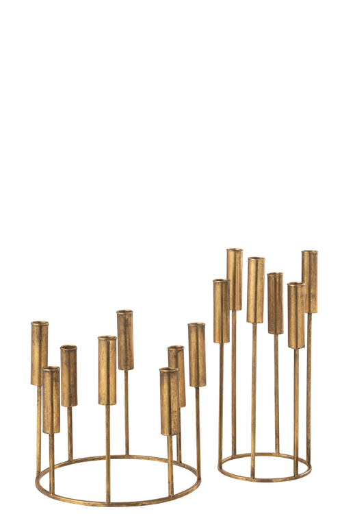J-Line kandelaar Pierre - ijzer - goud - 2 stuks