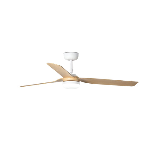 Faro Punt Punt 132cm Smart LED Plafondventilator Mat Wit, Esdoornhouten Bladen CCT