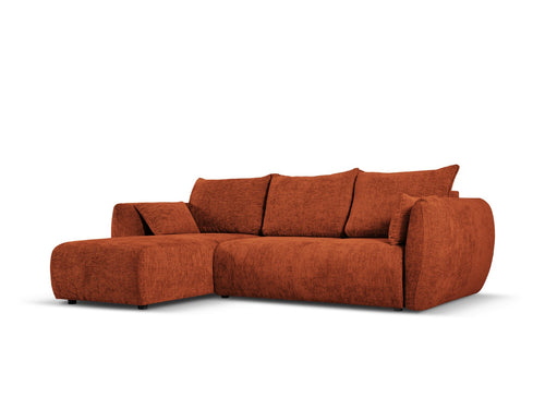 Cosmopolitan Design Uitklapbare hoekbank links met opbergdoos Matera 4-zits, chenille, terracotta - 173x253x86cm