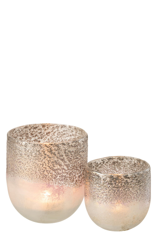 J-Line windlicht Milano - glas - grijs/roze - large