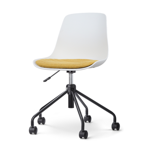 Nolon Nout-Liv Bureaustoel Wit - Okergeel Kussen - Zwart Onderstel