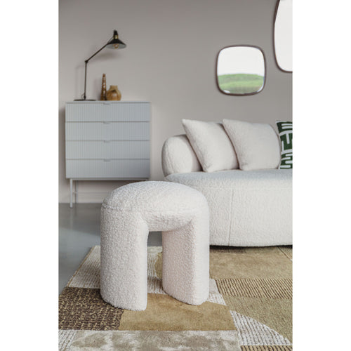 Housecraft Living Noxx Kruk/ Poef Teddy stof Wit - vtwonen shop