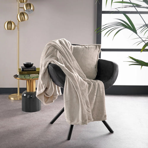 MARLEY - plaid 150x200 cm - fleece deken - extra dik - Pumice Stone - beige