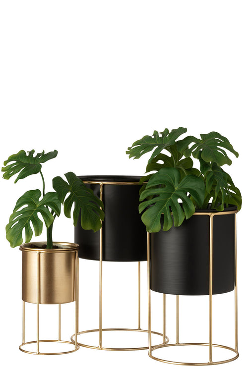 J-Line bloempot Op Voet - metaal - zwart - large - Ø 18 cm - vtwonen shop