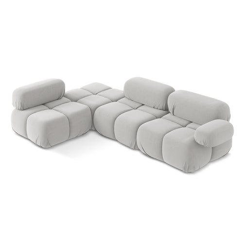 LaMiaSofa hoekbank links Sanremo - velours - zilver - 285x190x70