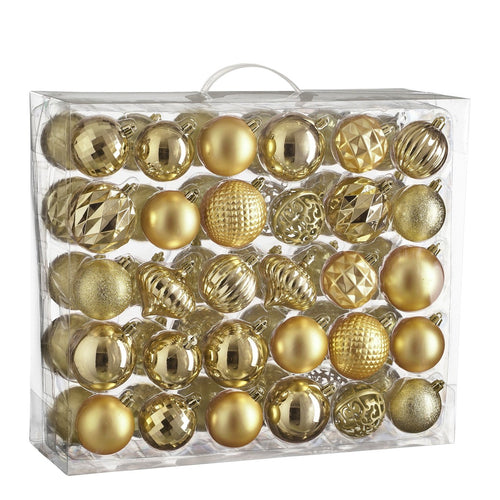 House of Seasons Kerstballen Set - 60 Stuks - Ø7 cm - Onbreekbaar - Goud
