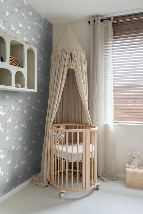 ESTAhome behang schattige ganzen blauw - 50 x 900 cm - 131828