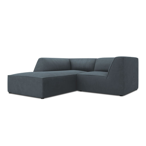 Cosmopolitan Design - Modulaire hoekbank links Siena 3-zits, ribfluwelen blauw - 180x186x69cm