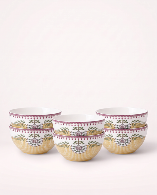 Pip Studio - Schalen - Lily & Lotus - Tiles - Geel - 15 cm - Set van 6