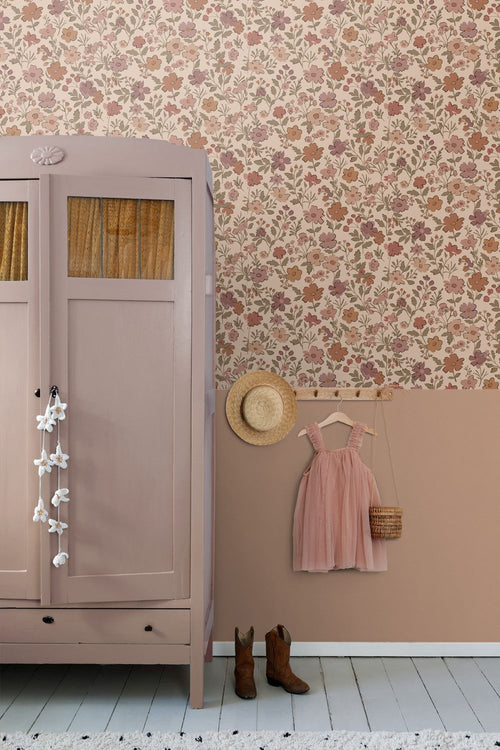ESTAhome behang bloemetjes terracotta roze - 53 cm x 10.05 m - 131321