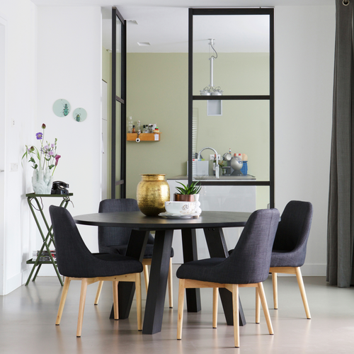 WOOOD eetkamertafel XL Rhonda - Eiken - Blacknight - Ø150 cm - vtwonen shop