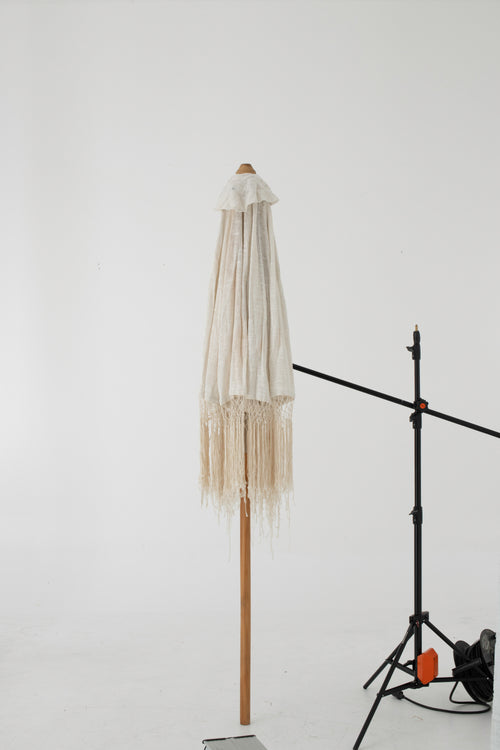 J-Line parasol Macrame - hout - ecru