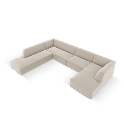 Cosmopolitan Design - Modulaire panoramische hoekbank links Siena 7-zits, imitatieleer duif - 273x366x69cm