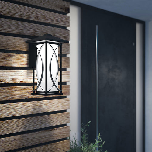 Ashbern Kichler Outdoor 1-lichts wandlantaarn gestructureerd zwart IP44