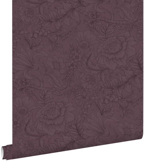 ESTAhome behang bloemmotief donker paars - 50 x 900 cm - 131855