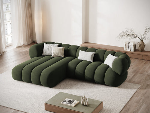 Cosmopolitan Design linker hoekbank Koge 5-zits, flueel groente - 165x270x70cm